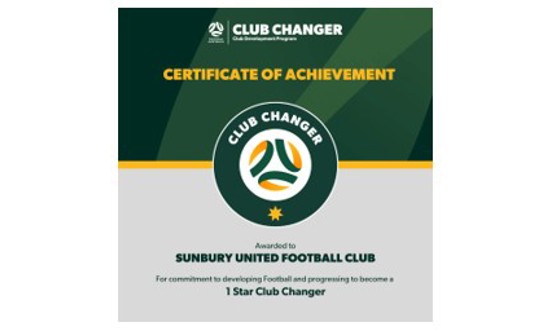 Sunbury United FC is now a 1 Star Club Changer!